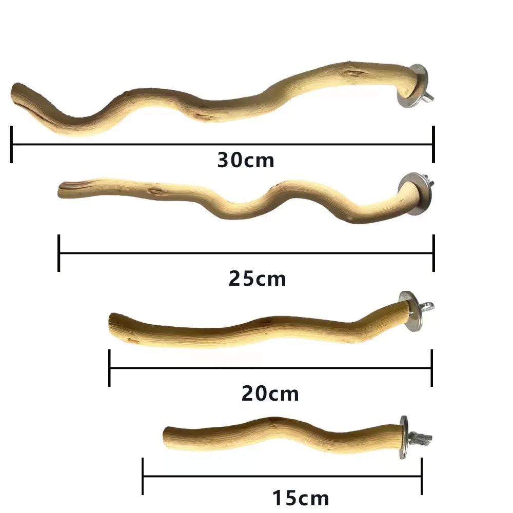 1Pc Natural Wood Bird Perch Parrot Stand Branches Fork Toys,Pet Bird Cage Wooden Hanging Perch Platform Hammock Swing Toy for Small