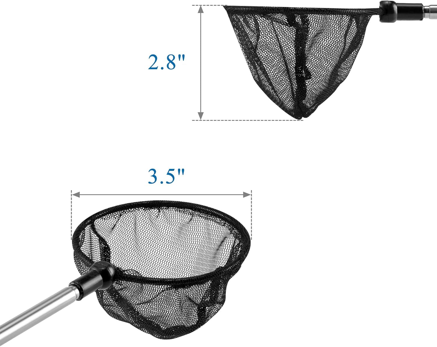 Aquarium Fish Net, Fine Mesh Net for Fish Tank, Telescopic Fish Net with Extendable Stainless Steel Long Handle