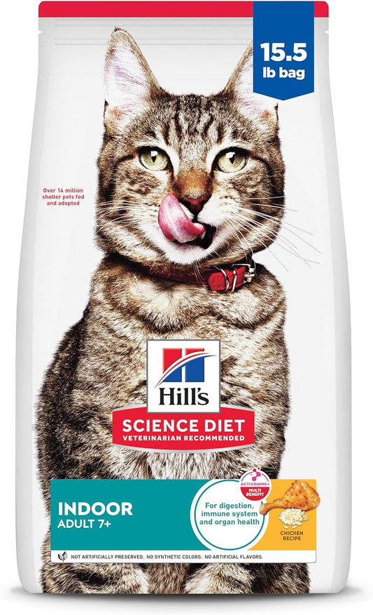 Adult 7+ Indoor Dry Cat Food, Chicken, 15.5 Lb. Bag