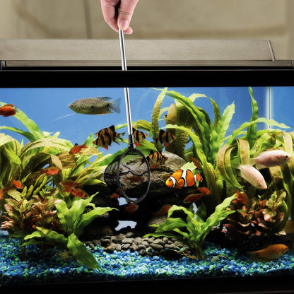 Aquarium Fish Net, Fine Mesh Net for Fish Tank, Telescopic Fish Net with Extendable Stainless Steel Long Handle