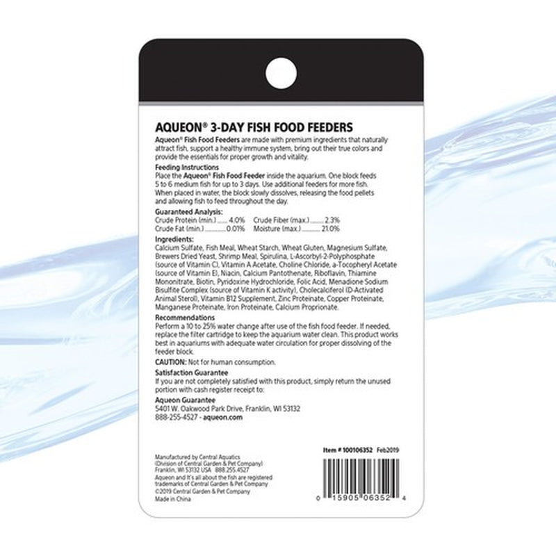 Aqueon Vacation Fish Food Feeder 0.85 Ounce 3 Day Block for Medium Fish
