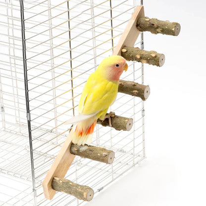 Bird Ladder Perch for Cage, Natural Wood Bird Parrot Perch Stand Parrot Perch Bridge Climbing Chewing Toys for Small Medium Animal